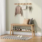 VINGLI Solid Wood Dining Bench 39" Wooden Bench for Entryway, Bedroom, Kitchen & Living Room, with Shoe Rack Storage, Light Brown