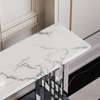 AUZ 55" White and Silver Console Table, Luxury Living Room Sofa Table, Modern Rectangle Console Table for Entryway, Living Room, Office, Foyer, Front Hall, Hallway