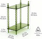 Acrylic Side Table 2-Tier, Clear Nightstand with Storage, Narrow Bedside End Table for Small Spaces (Green, 20.6"×10.4“×26”)