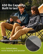 Abahub 2-Person Folding Camping Chair Loveseat Couch Chairs, 650 LBS Portable Quad Fold for Outdoor Camping, Lawn, Backyard, Patio, Tailgating, Sports, Soccer Games & Beach Days Black Grey