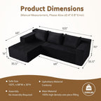 ANONER 103” Modular Sectional Sofa - L Shaped Upholstered Cloud Couch, Free Combination Deep Seat Corner Sofa, Sectional Couches for Living Room, Modern Minimalist Couch, Black