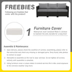 Rattan Star Patio Furniture Outdoor Couch Wicker Outdoor Furniture Patio Couch Deep Seat Sofa High Backrest with Waterproof Cover and Non-Slip Cushions, Grey