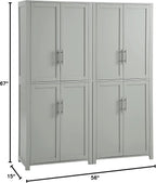 Crosley Furniture Savannah 2-Piece Pantry Storage Cabinet Set with Shelves, Kitchen, Dining, or Laundry Room, Gray