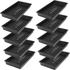 SUNPACK 10" x 20" Extra Strength Plastic Seed Starting Tray, Black, 2.5" (Pack of 10) - No Drainage Holes, Ideal for Greenhouses or Indoor Gardening - Made of BPA-Free Plastic
