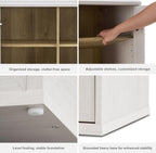 mopio Blake Tall Display Cabinet, Kitchen Buffet Pantry Cupboard, Trophy Display Case, Storage Cabinet Scratch Resistant Acrylic, Modern Farmhouse Curio Organizer (White Oak Arched, Single)
