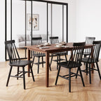 Black Wood Dining Chairs Set of 6, Windsor Farmhouse | Spindle Back, Solid Wood, Farmhouse Style, for Kitchen & Dining Room, Easy Assembly, Set of 6 Black, Country Decor