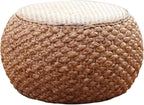 Round Ottoman Natural Seagrass Braided Poof Hand Weaving Round Ottomans Boho Footrest Stool for Home Living Room Bedroom Patio(22cm/8.6in)