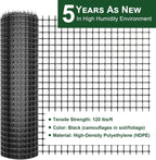 Heavy Duty Plastic Fence Roll 55" x 50' - 0.8x0.8 Inch Chicken Wire Mesh, Reusable Fencing for Garden, Rabbit/Poultry Protection, Balcony & Plant Defense (Black)