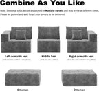 110" U Shaped Sectional Sofa with 2 Ottomans, Modular Corduroy Cloud Couch, Oversized Deep Seat Sofa for Living Room, Flexible Combination Design, No Assembly Required