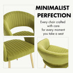 Hyfirm Green Velvet and Gold Dining Chairs, Set of 4 Modern Upholstered Arm Chairs with Hollow Backrest, Tufted Accent Side Chair with Sturdy Metal Legs for Dining Room, Living Room, Kitchen, Salon