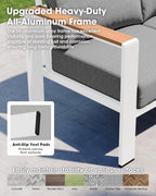 Aluminum Outdoor Patio Furniture 3 Seats, All-Weather Outdoor Patio Sofa with Washable Thick Cushion, Morden Patio Couch for Porch, Balcony, Deck, Yard, White