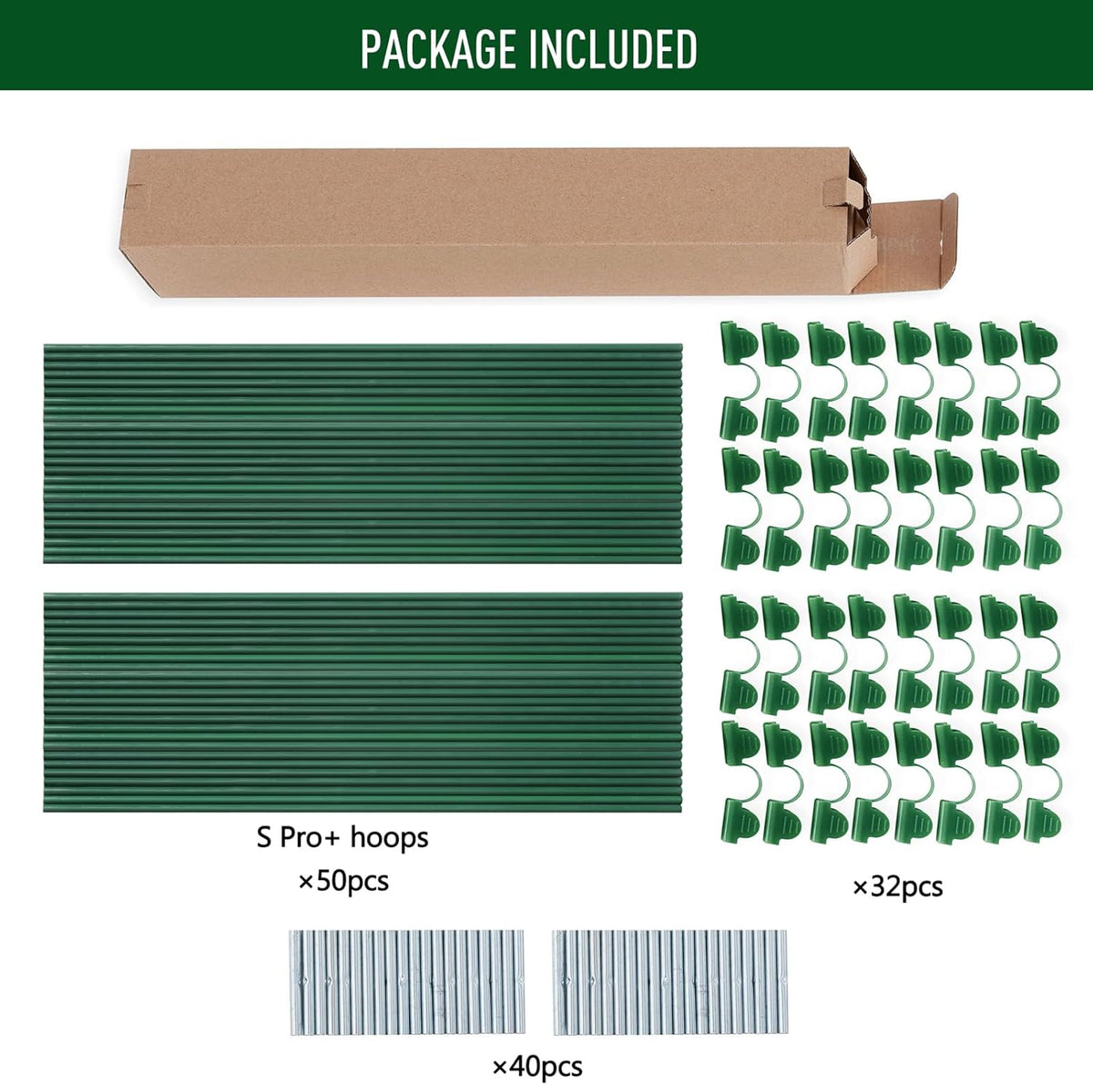 MAXPACE Greenhouse Hoops for DIY Grow Tunnels Less Than 2.7ft Wide, Rust-Free Fiberglass Support Hoops Frame for Garden Fabric, Plant Support Garden Stakes, Gardening Supplies, 50pcs