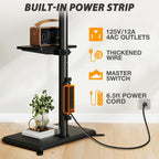 TVON Floor TV Stand with Power Outlet for 32-65 inch TVs up to 88 lbs | Swivel TV Mount Stand with Height Adjustment and Safety Wood Base for Bedroom, Office, Corner, Max VESA 400x400mm, Black