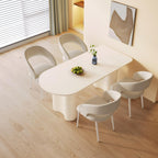 Rectangle Dining Table Set for 4, Modern Dinner Table with 4 Chairs for Kitchen, White Indoor 5 Pieces Kitchen Table Set, 62.99" L