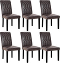 VECELO Upholstered Dining Chairs Set of 6, Modern PU Leather Accent Parsons, Solid Wood Legs w/Rubber Footpads, for Living Room Kitchen, Coffee
