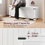 MAHANCRIS 47.2" Storage Chest Extra Large, Wooden Storage Bench with 2 Safety Hinges, Entryway Shoe Bench, 47.2x15.7x19.7 Inch, Easy Assembly, Storage Trunk for Living Room, Bedroom, White SCBW4901