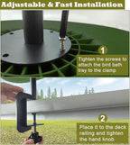 Garbuildman Deck Mounted Bird Bath Bowl Spa Birdfeeder & Adjustable Unheated Birdbath with Heavy Duty Clamp for Outdoor Garden, Oval Style, Green