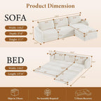 Vesgantti 6 in 1 Convertible Folding Sleeper Sofa Bed, No Assembly, Beige | 110.2" L Shaped Modular Sectional Sofa, Curved Armrest, Deep Seat Couches for Living Room, Chenille, Right Facing