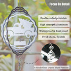 4Pack 8inch Sublimation Wind Spinner Blanks 3D Aluminum Metal Wind Sculpture Kinetic Spinners for Yard Garden Indoor Art Sublimation Christmas Ornament Hanging Decoration (Xmas Tree Truck)