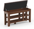 Shoe Bench for Entryway, Solid Rubberwood Shoe Bench with Hidden Storage, Adjustable 2-Tier Shelves & Soft PU Leather Seat, Shoe Rack Durable Easy Assembly for Hallway or Bedroom - Brown, 39.4"