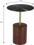 LeisureMod Round Side Table with Modern Stainless Steel Pedestal Base, Chic Accent End Table and Multi-Functional Indoor Nightstand for Living Room, Bedroom, Sofa or Small Spaces, Brown