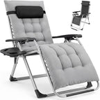 NEWBULIG Zero Gravity Chair, Folding Patio Recliner with Cup Holder Trays