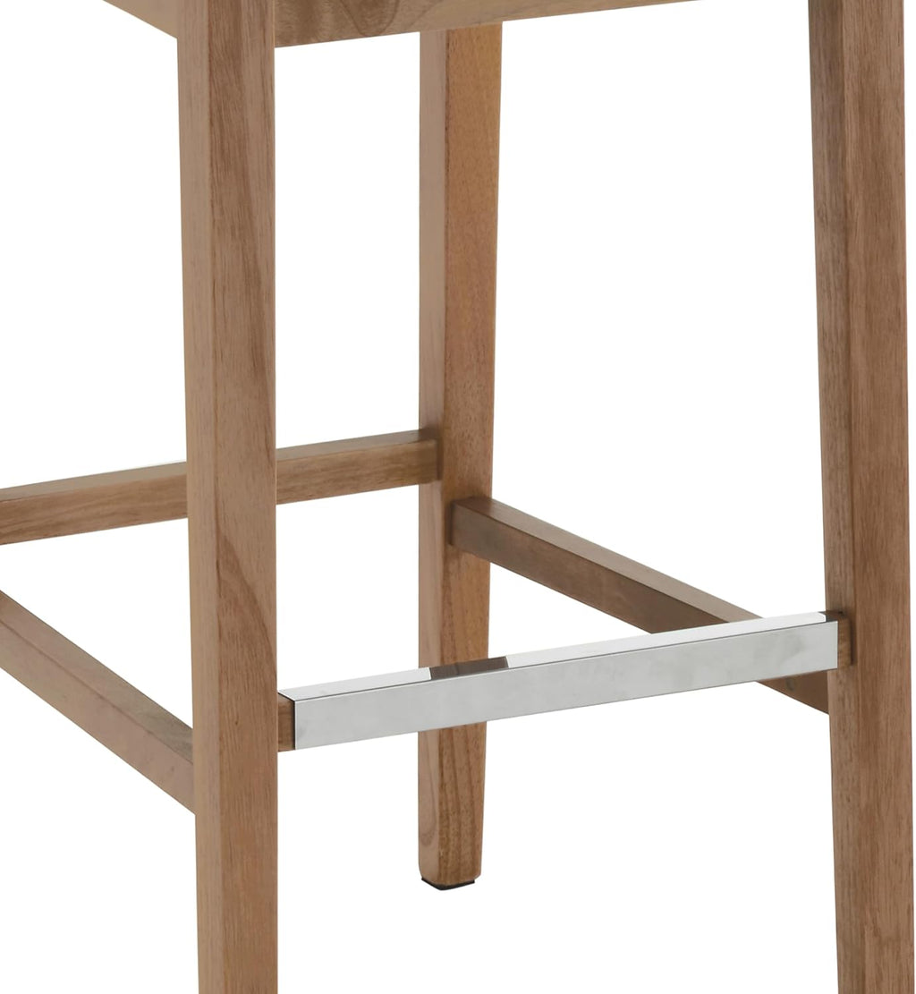 Kmax 30 Inch Bar Stools Set of 2 with Back Support, Linen, Cream | Farmhouse, Wooden Frame, Armless, Upholstered