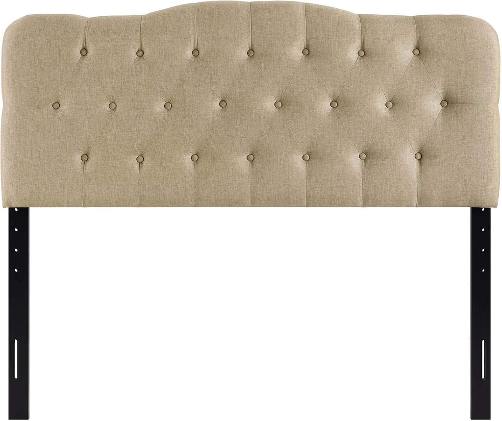 Modway Annabel Tufted Button Linen Fabric Upholstered Queen Headboard in Beige
