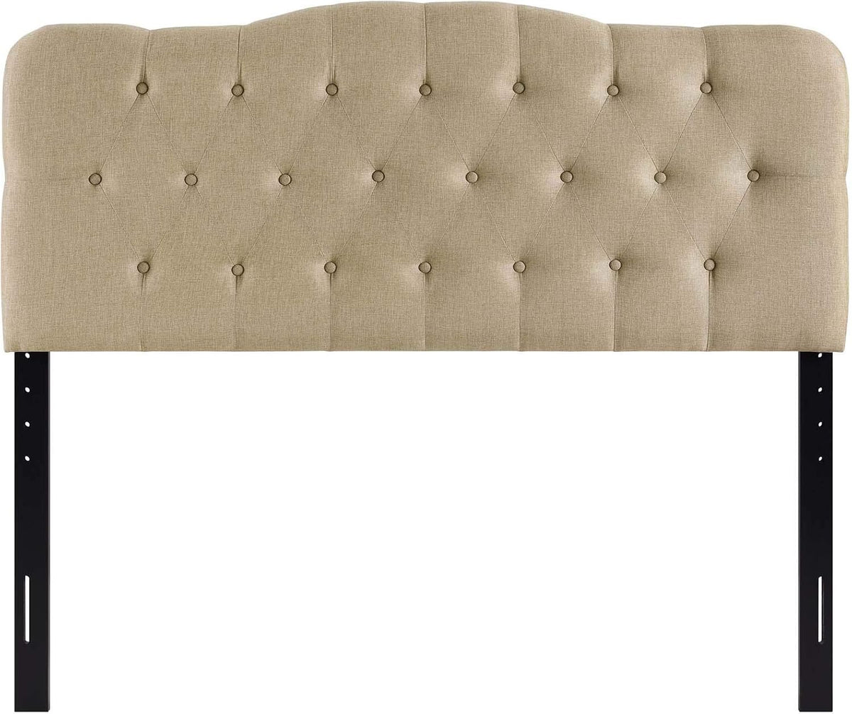Modway Annabel Tufted Button Linen Fabric Upholstered Queen Headboard in Beige