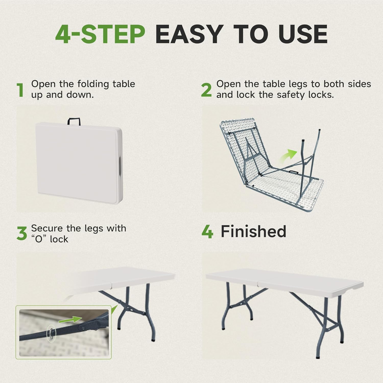 Folding Table 6 Foot with Black Table Cloth- Durable 330LBS Capacity, Sturdy & Foldable Design with Safety Lock-Portable Tables Folding for Camping, Party, Indoor & Outdoor Use10 Pack