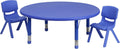 Flash Furniture 45 in Plastic Round Activity Table with 2 Chairs, Blue | Height Adjustable Table, Durable Construction, Commercial Use