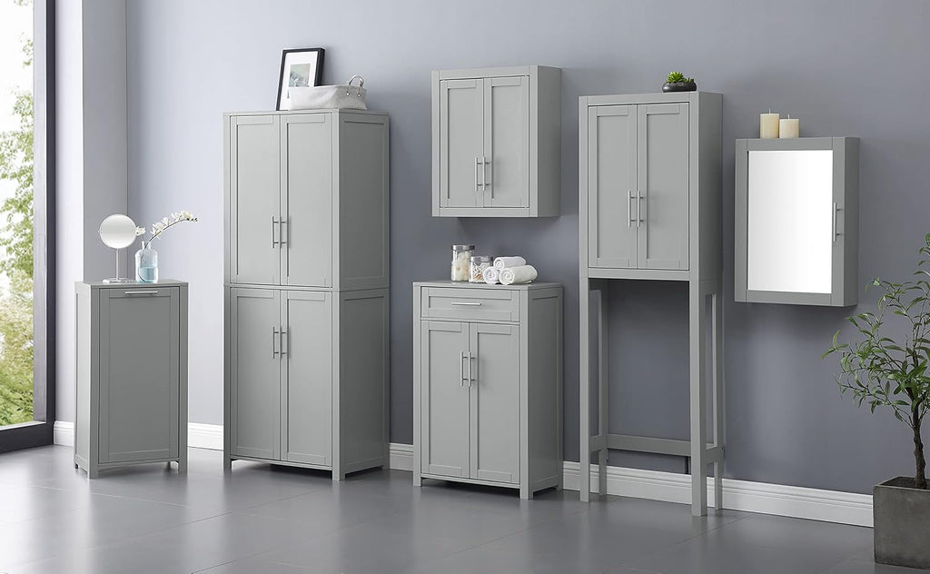 Crosley Furniture Savannah 2-Piece Pantry Storage Cabinet Set with Shelves, Kitchen, Dining, or Laundry Room, Gray