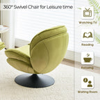 Velvet Swivel Accent Chair with Ottoman Set,Modern Tufted Armchair with Footrest for Living room,Reading TV Chair for adult,Comfy Chaise Lounge Chairs with 360 Degree Swiveling for bedroom,Olive Green