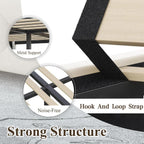 HOMBCK King Bed Frame with 49" Headboard, Velvet Upholstere King Size Bed Frame with Button Tufted Wingback Design, Traditional Retro Style, Low Profile, Strong Structure, No Box Spring Needed, Beige
