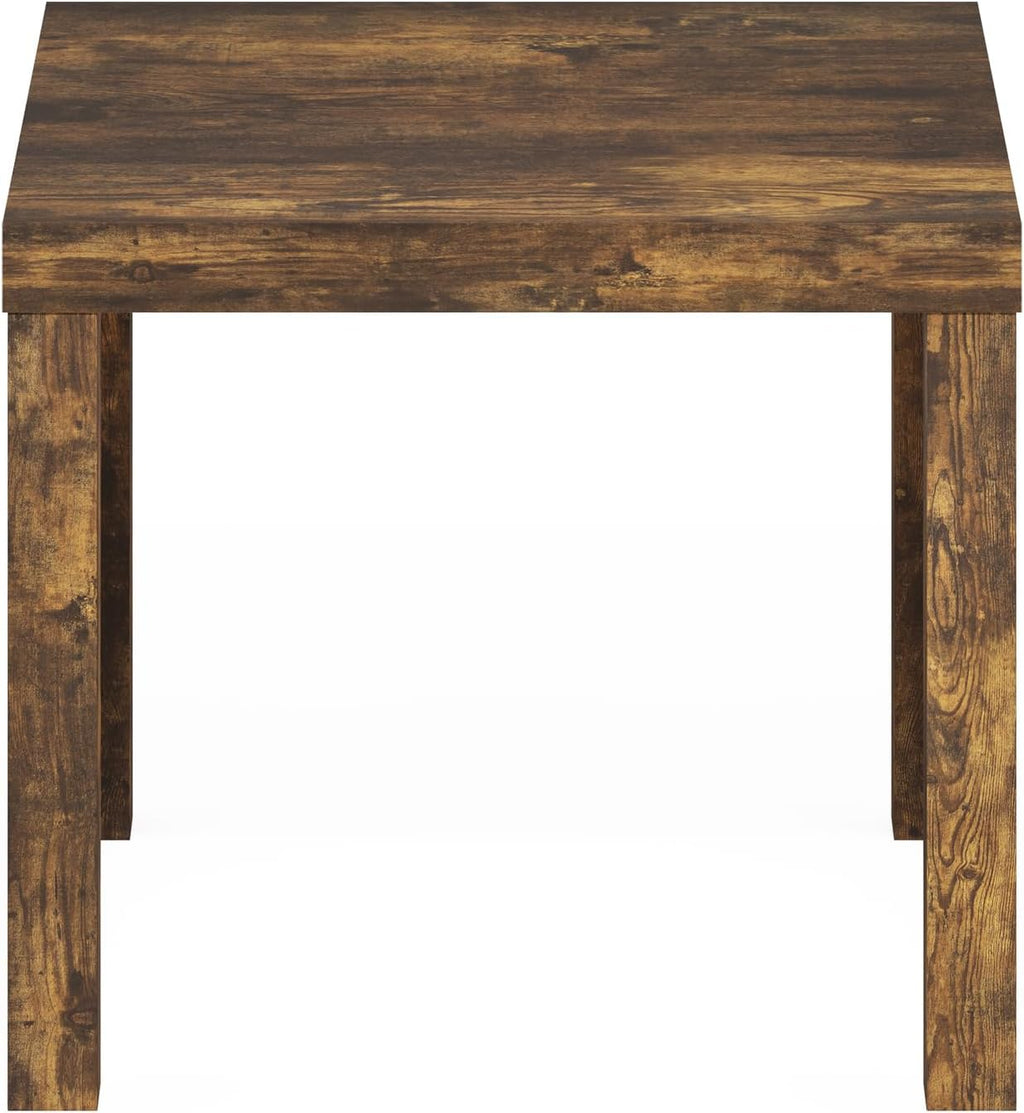Furinno Classic Side Table, Square Modern End Table with 1.8" Triple Thick Tabletop, Simple Night Stand, Bedside Table, Toolless Assembly, for Living Room, Bedroom, Amber Pine