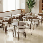 Furniliving Mid Century Modern Dining Chairs Set of 4, 300 lbs Capacity Upholstered Linen Kitchen Chairs with Walnut Grain Metal Legs and Ergonomic Curved Back, Beige
