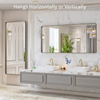 LOAAO 60”X28” Bronze Bathroom Mirrors for Vanity, Rounded Rectangle Brushed Bronze Metal Frame Mirror, Anti-Rust, Tempered Glass, Hangs Horizontally or Vertically