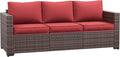 Amopatio Patio Couch, 2-Seat Outdoor Furniture, Wicker Porch Furniture Outdoor Couch Sofa with Water-Resistant Cover & Non-Slip Cushions, Premium Patio Set, Burgundy