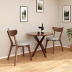 COSTWAY 36" Round Dining Table, Solid Wood Kitchen Table with Intersecting Pedestal Base and Adjustable Foot Pads for Home, Office, Small Space, Cafe, Bar