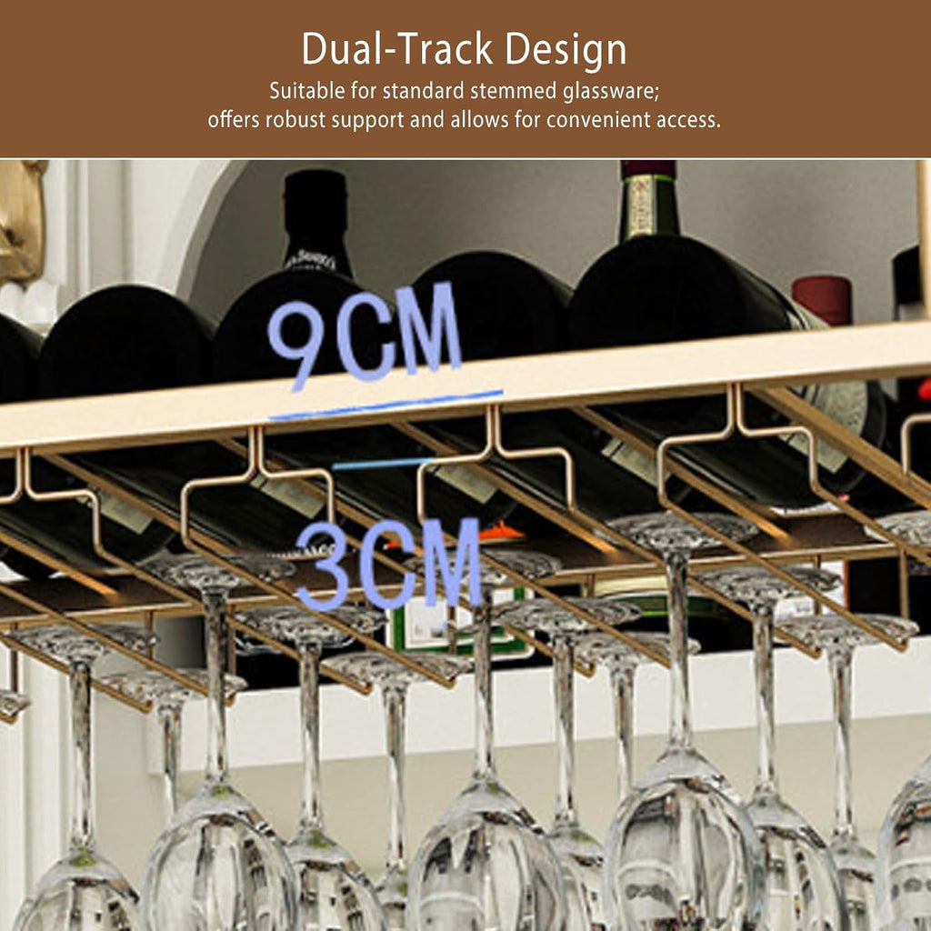 Hanging Wine Glass Holder, Ceiling Bar, Wall-Mounted Rack & Storage Shelf — Red Cabinet, Display Stand, and Living Room Wall Decor Stemware(Black,100CM/39.4in)