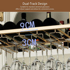 Hanging Wine Glass Holder, Ceiling Bar, Wall-Mounted Rack & Storage Shelf — Red Cabinet, Display Stand, and Living Room Wall Decor Stemware(Black,100CM/39.4in)