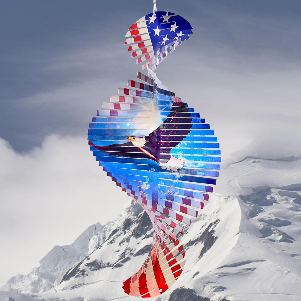 Wind Spinners Outdoor Creates a Soaring Eagle Effect, 3D American Flag Eagle Wind Spinner Hanging Independence Day/Memorial Day Decorations,Gifts for Men/Women,15in Garden Decor,Yard Art