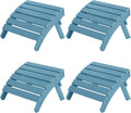 MXIMU Folding Adirondack Ottoman Set of 4: HIPS Plastic Outdoor Footrest Easy Assembly - All Weather Foot Stool Foot Rest for Adirondack Chair Use in Patio Garden Backyard Pool (Blue)