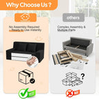 MeMoreCool 59" Couch Bed, Loveseat Futon Sofa, Small Space, Black | 59 in loveseat, opens to a 59 x 71 in bed - 9 in shorter than a queen; corduroy cover, 700 lb