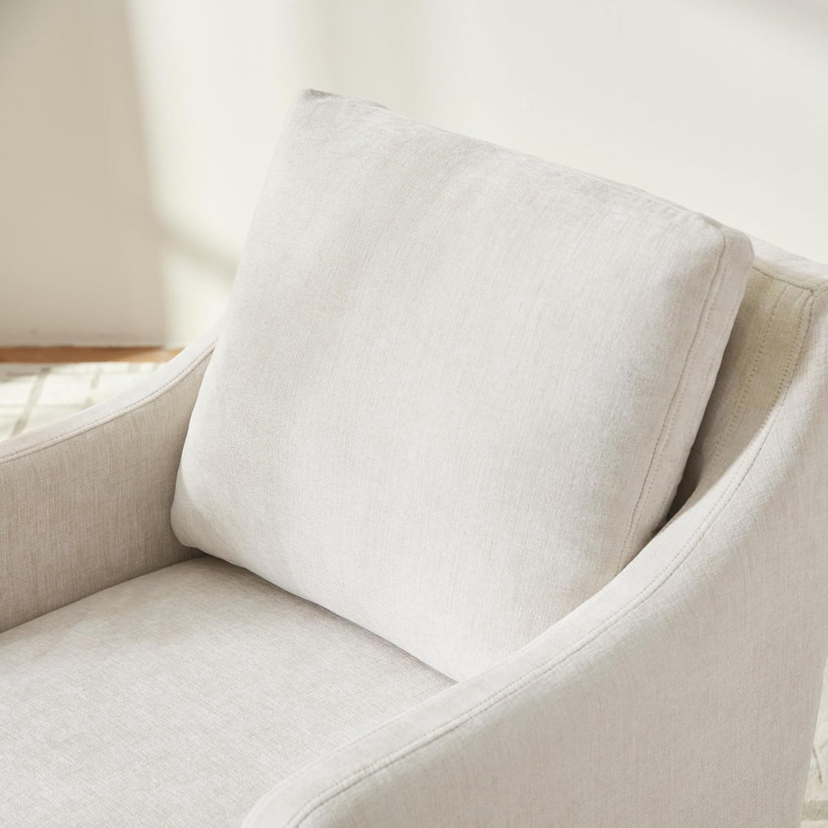 VKNOW Upholstered Dining Chairs Set of 6, Modern Kitchen Chairs Dinner Chairs with 4 Casters, Chenille Armchair for Bedroom Reading Room Living Room, Beige