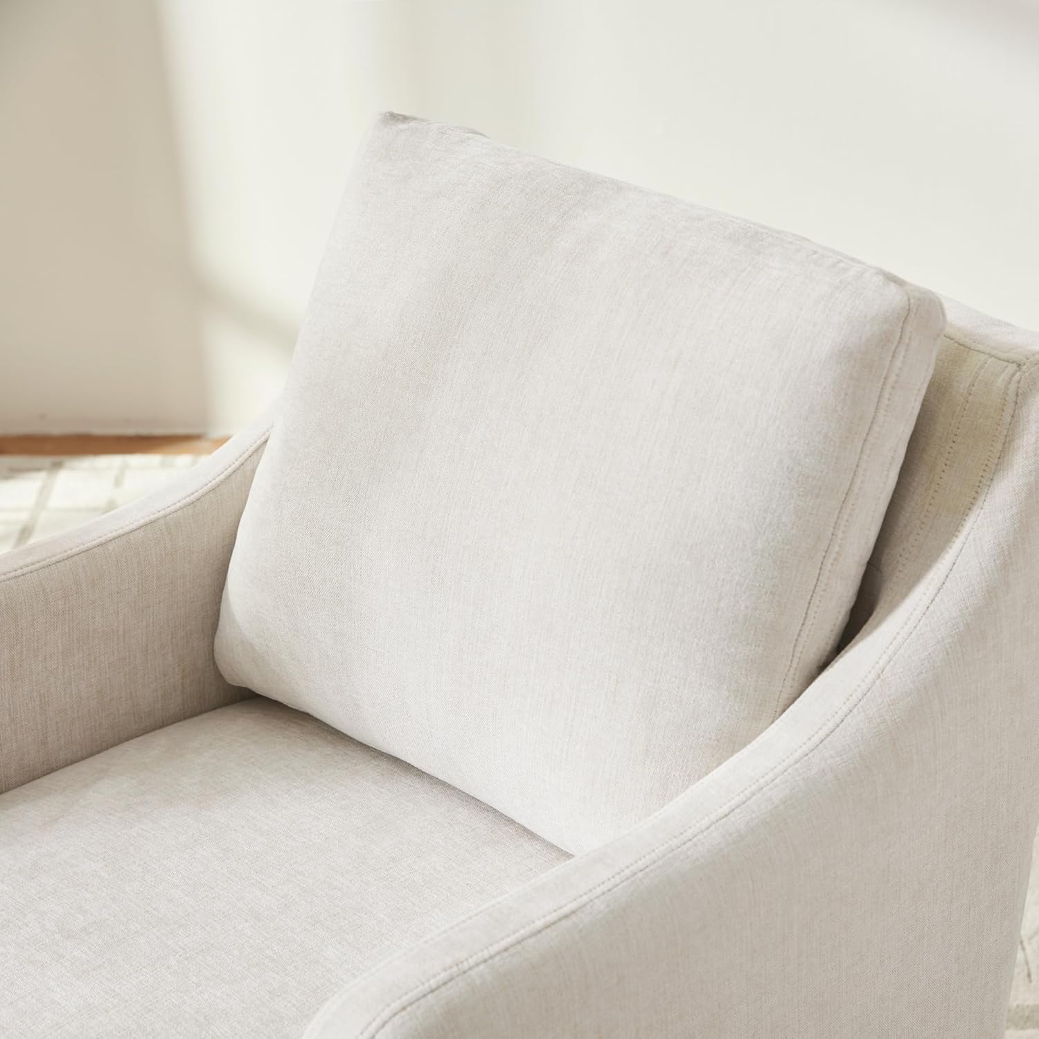 VKNOW Upholstered Dining Chairs, Modern Kitchen Chairs Dinner Chairs with 4 Casters, Chenille Armchair for Bedroom Reading Room Living Room, Beige