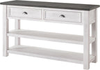 Martin Svensson Home Monterey Solid Wood Sofa Console Table, White & Grey | Farmhouse Style, Pine Wood, Two Drawers, Two Open Shelves for Storage