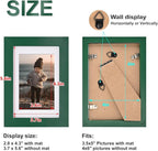 KINLINK 4x6 Picture Frames Green Wood Frames with Acrylic Plexiglass for 3.5x5 with Mat or 4x6 without Mat, Tabletop and Wall Mounting Display, Set of 4