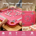 Luxury Floating Mahjong Table for Pool,31.5" EVA Foam Pool Float Board Game Tray with Cup Holders & Tile Slots, American Mahjong Summer Party Supplies (Orchid Bloom Series)(Rose Pink)