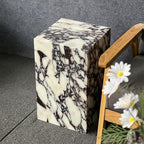 Luxury Marble Side Table,Square End Table for Modern Sofa and Bed, Living Room, Sofa, Bedroom（Calacatta Viola）
